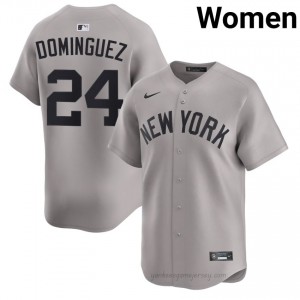 NY Yankee Jasson Dominguez #24 Gray Women Premium Jersey | MLB Collectible Basseball Uniform WE2xit43