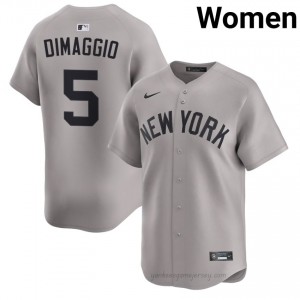 New York Yankees Joe DiMaggio #5 Gray Women Premium Jersey | MLB Collectible Basseball Uniform PRItN319