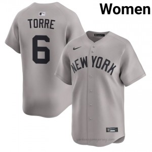 Yankees Joe Torre #6 Gray Women Premium Jersey | MLB Collectible Basseball Uniform 5fCbui67