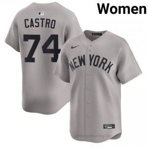 Yankees Kervin Castro #74 Gray Women Premium Jersey | MLB Collectible Basseball Uniform 2411IR27