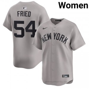 Yanks Max Fried #54 Gray Women Premium Jersey | MLB Collectible Basseball Uniform ms67qV32