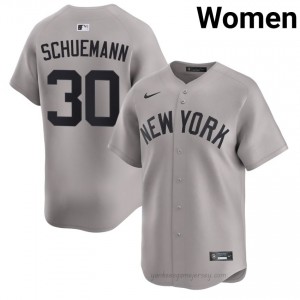 NY Yankee Max Schuemann #30 Gray Women Premium Jersey | MLB Collectible Basseball Uniform 6b4mc123