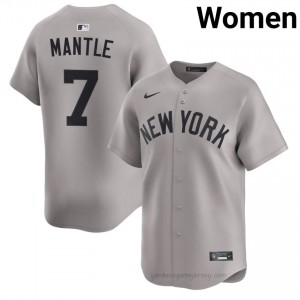 NYY Mickey Mantle #7 Gray Women Premium Jersey | MLB Collectible Basseball Uniform 2Qe2Ab54