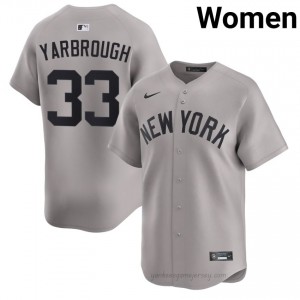 NYY Ryan Yarbrough #33 Gray Women Premium Jersey | MLB Collectible Basseball Uniform i08J4511