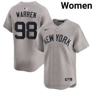 New York Yankees Will Warren #98 Gray Women Premium Jersey | MLB Collectible Basseball Uniform 17rIvL34