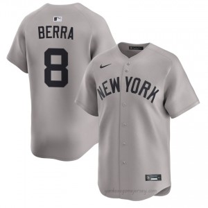 Men Yogi Berra #8 NYY Gray Elite Basseball Jersey| Stitch Authentic 80fad760