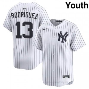 Yanks Alex Rodriguez #13 White Youth Premium Jersey | MLB Collectible Basseball Uniform 8ois1466