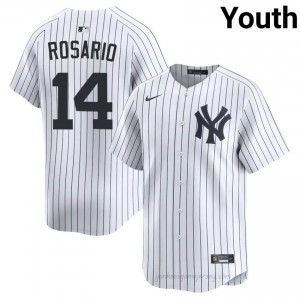 NY Yankee Amed Rosario #14 White Youth Premium Jersey | MLB Collectible Basseball Uniform E5y5QX47