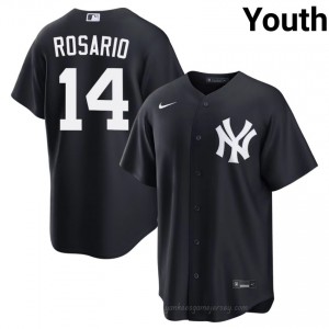 Navy Amed Rosario #14 Youth Basseball Jersey | New York Yankees Limited Edition MLB Player Gear 5S2a6n16