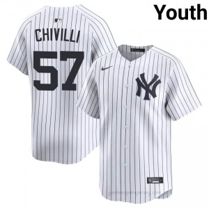 New York Yankees Angel Chivilli #57 White Youth Premium Jersey | MLB Collectible Basseball Uniform 5PWpVi64