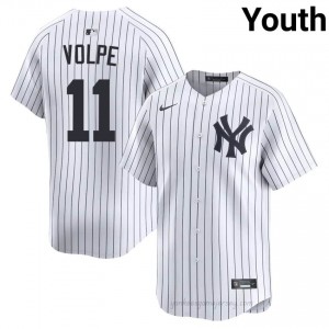 Yankees Anthony Volpe #11 White Youth Premium Jersey | MLB Collectible Basseball Uniform m3se3h90