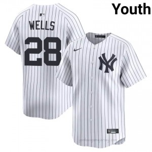 Yanks Austin Wells #28 White Youth Premium Jersey | MLB Collectible Basseball Uniform D8aMw512