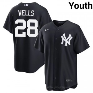 Navy Austin Wells #28 Youth Basseball Jersey | NYY Limited Edition MLB Player Gear Tv5PMF13