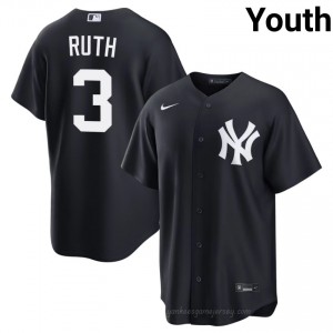 Youth Babe Ruth #3 Navy Alternate Limited Basseball Jersey | New York Yankees Official MLB Design 72235O63