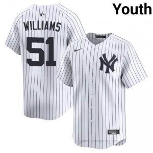 New York Yankees Bernie Williams #51 White Youth Premium Jersey | MLB Collectible Basseball Uniform 34ow6O47