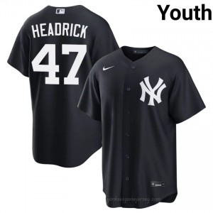 Navy Brent Headrick #47 Youth Basseball Jersey | New York Yankees Limited Edition MLB Player Gear 5e7StU63