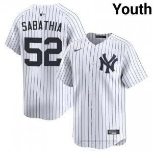 Yankees CC Sabathia #52 White Youth Premium Jersey | MLB Collectible Basseball Uniform 5501Ef20