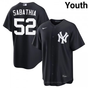 Navy CC Sabathia #52 Youth Basseball Jersey | NY Yankee Limited Edition MLB Player Gear m4a1LR59