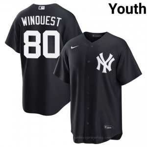 Youth Cade Winquest #80 Navy Alternate Limited Basseball Jersey | NY Yankee Official MLB Design 3TGHvX57