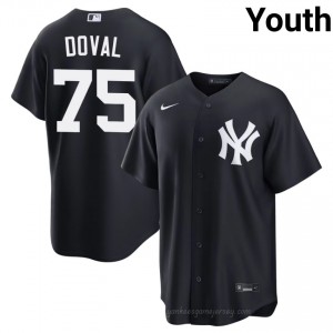 Navy Camilo Doval #75 Youth Basseball Jersey | NYY Limited Edition MLB Player Gear w05O2771