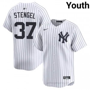 NYY Casey Stengel #37 White Youth Premium Jersey | MLB Collectible Basseball Uniform 3V114373