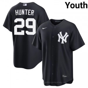 Youth Catfish Hunter #29 Navy Alternate Limited Basseball Jersey | Yanks Official MLB Design rS3A7a16