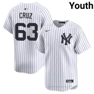 New York Yankees Fernando Cruz #63 White Youth Premium Jersey | MLB Collectible Basseball Uniform CH065l36