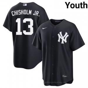 Navy Jazz Chisholm Jr. #13 Youth Basseball Jersey | Yanks Limited Edition MLB Player Gear P6OEu844