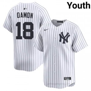 Johnny Damon #18 White Basseball Jersey | Youth NY Yankee Premium MLB Uniform 2m113U43