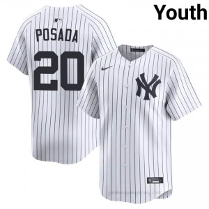 Jorge Posada #20 White Basseball Jersey | Youth New York Yankees Premium MLB Uniform qb2lP622