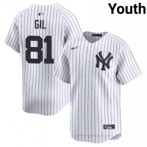 Luis Gil #81 White Basseball Jersey | Youth NYY Premium MLB Uniform VS5t1337
