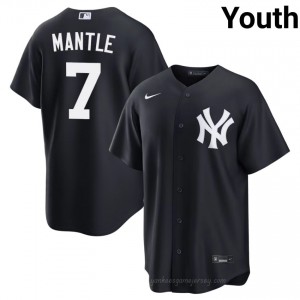 Youth Mickey Mantle #7 Navy Alternate Limited Basseball Jersey | Yanks Official MLB Design 7a4I2x56
