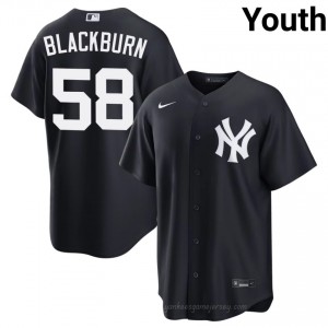 Youth Paul Blackburn #58 Navy Alternate Limited Basseball Jersey | Yankees Official MLB Design K438LN87