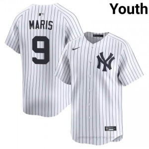 Roger Maris #9 White Basseball Jersey | Youth Yankees Premium MLB Uniform d84Q3214