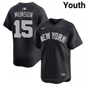 Youth Thurman Munson #15 NYY Navy Elite Basseball Jersey| Embroidery Authentic 76r1Y193