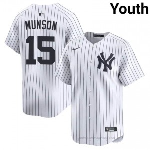 Thurman Munson #15 White Basseball Jersey | Youth Yanks Premium MLB Uniform 531dC589