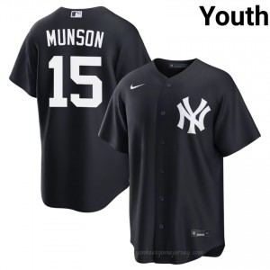 Navy Thurman Munson #15 Youth Basseball Jersey | NYY Limited Edition MLB Player Gear r4555748