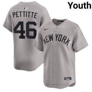 Youth Andy Pettitte #46 Yanks Gray Elite Basseball Jersey| Stitch Authentic 3h66P364