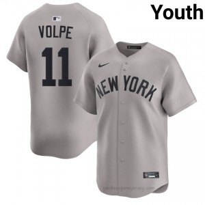 Youth Anthony Volpe #11 NYY Gray Elite Basseball Jersey| Stitch Authentic XA5N1059