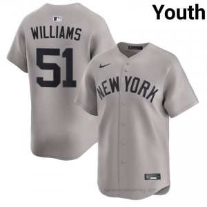 Youth Bernie Williams #51 NY Yankee Gray Elite Basseball Jersey| Stitch Authentic 5se53X92