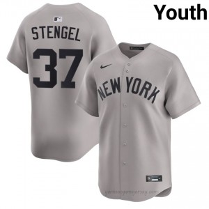 Youth Casey Stengel #37 Yanks Gray Elite Basseball Jersey| Stitch Authentic 6713Rt74