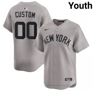 Youth Custom #00 Yanks Gray Elite Basseball Jersey| Stitch Authentic mM5L1597