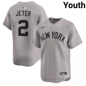 Youth Derek Jeter #2 NYY Gray Elite Basseball Jersey| Stitch Authentic rxclt087