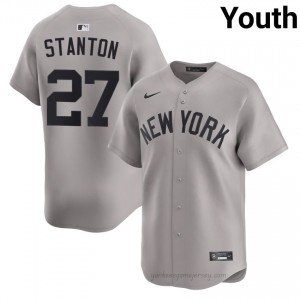 Youth Giancarlo Stanton #27 New York Yankees Gray Elite Basseball Jersey| Stitch Authentic W5366542