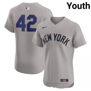 Jackie Robinson Day #42 Gray Basseball Jersey | Youth NYY Premium MLB Uniform 57bXhe58