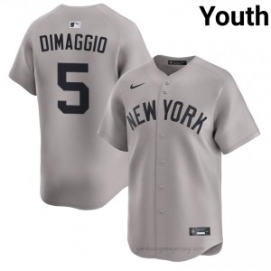 #5 Joe DiMaggio Gray On-Field Style Basseball Jersey | Youth Authentic NYY MLB Apparel GS6fO312