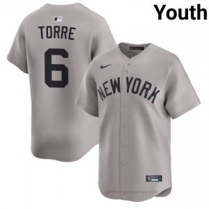 #6 Joe Torre Gray On-Field Style Basseball Jersey | Youth Authentic New York Yankees MLB Apparel S1468465