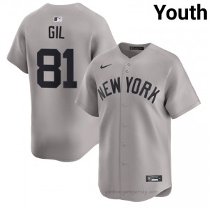 #81 Luis Gil Gray On-Field Style Basseball Jersey | Youth Authentic Yanks MLB Apparel SNK7v141