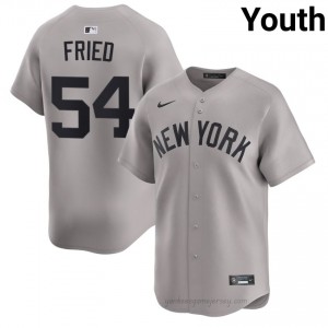 #54 Max Fried Gray On-Field Style Basseball Jersey | Youth Authentic Yankees MLB Apparel 4fO34013