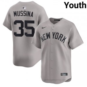 #35 Mike Mussina Gray On-Field Style Basseball Jersey | Youth Authentic NYY MLB Apparel a2Q53E70
